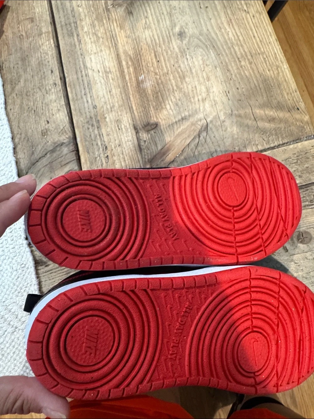 Nike Kids Red and Black High-Top Sneakers